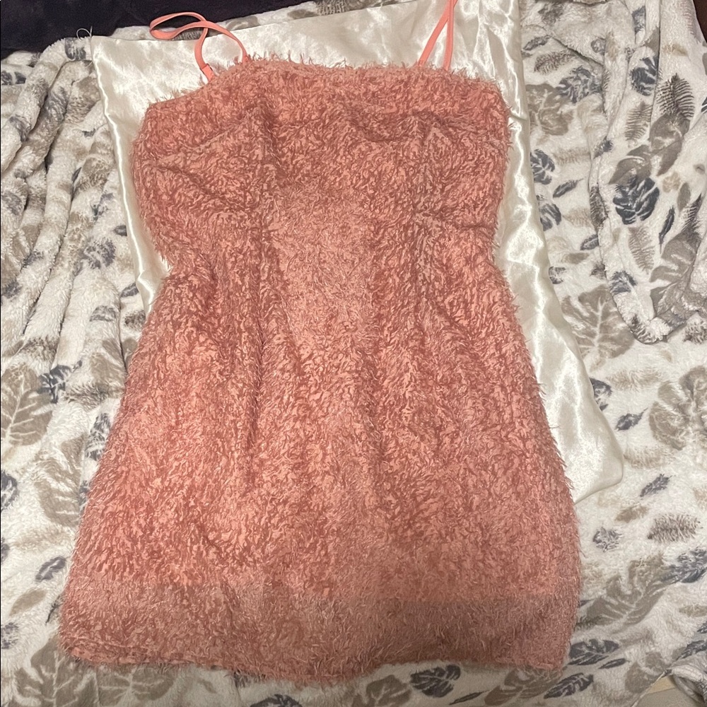 Fuzzy Pink Sleeveless Dress - Bundle Only